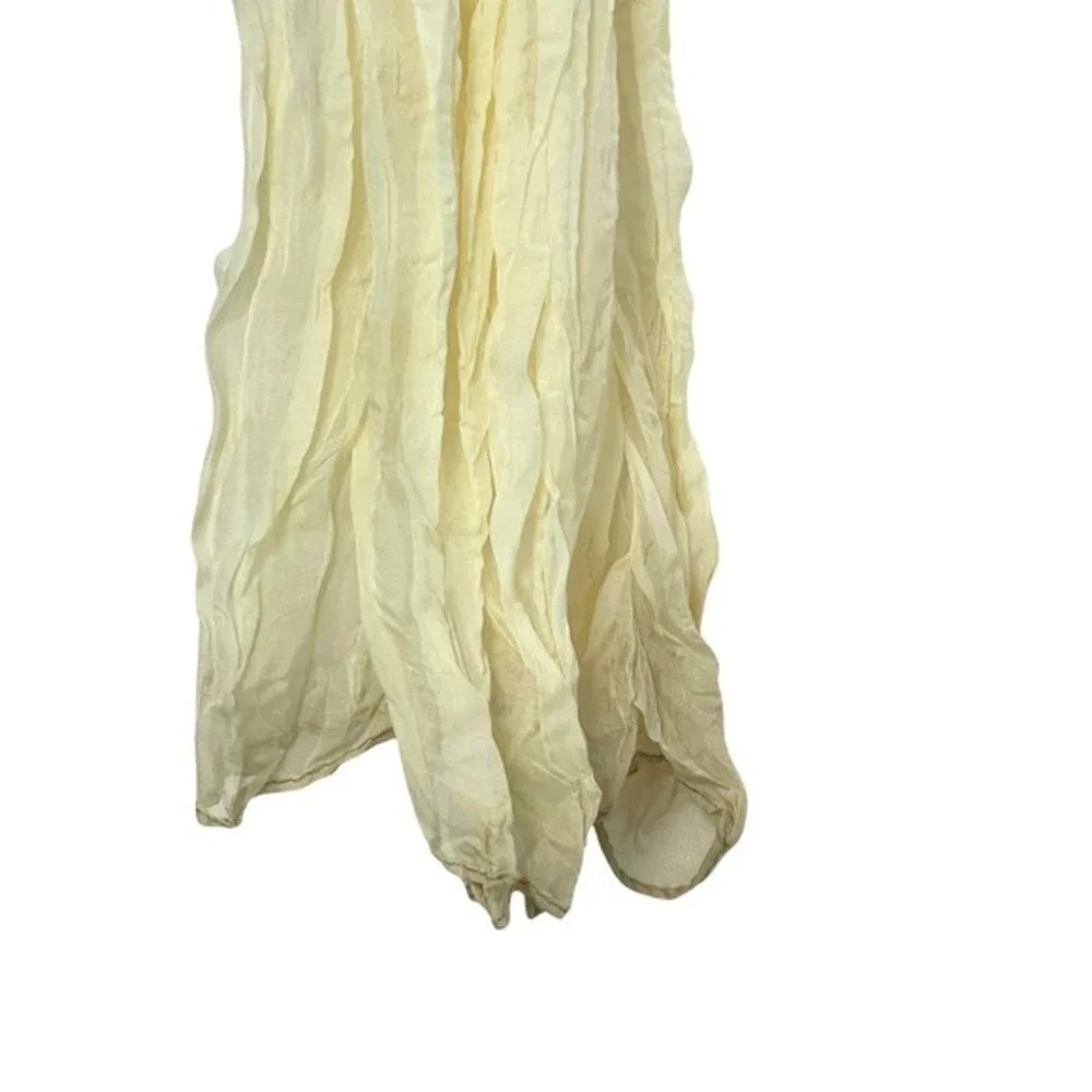 Chicos Crinkle‎ Scarf Sheer Ombre Yellow Cream Green OS Wrap Lightweight Spring